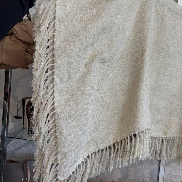 Brunello Cucinelli Sparkly Cream Knit Poncho - One Size - Picture 4 of 6